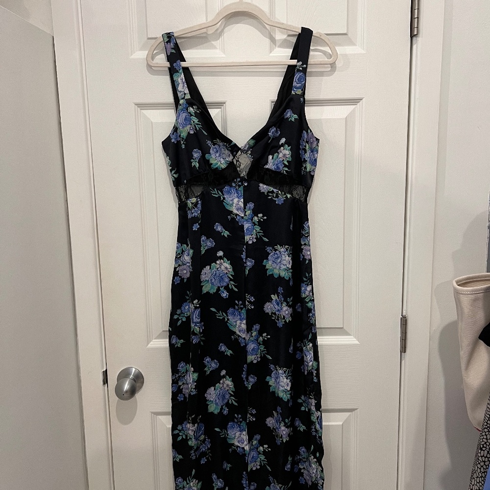 Satin & Lace Panel Slip Dress